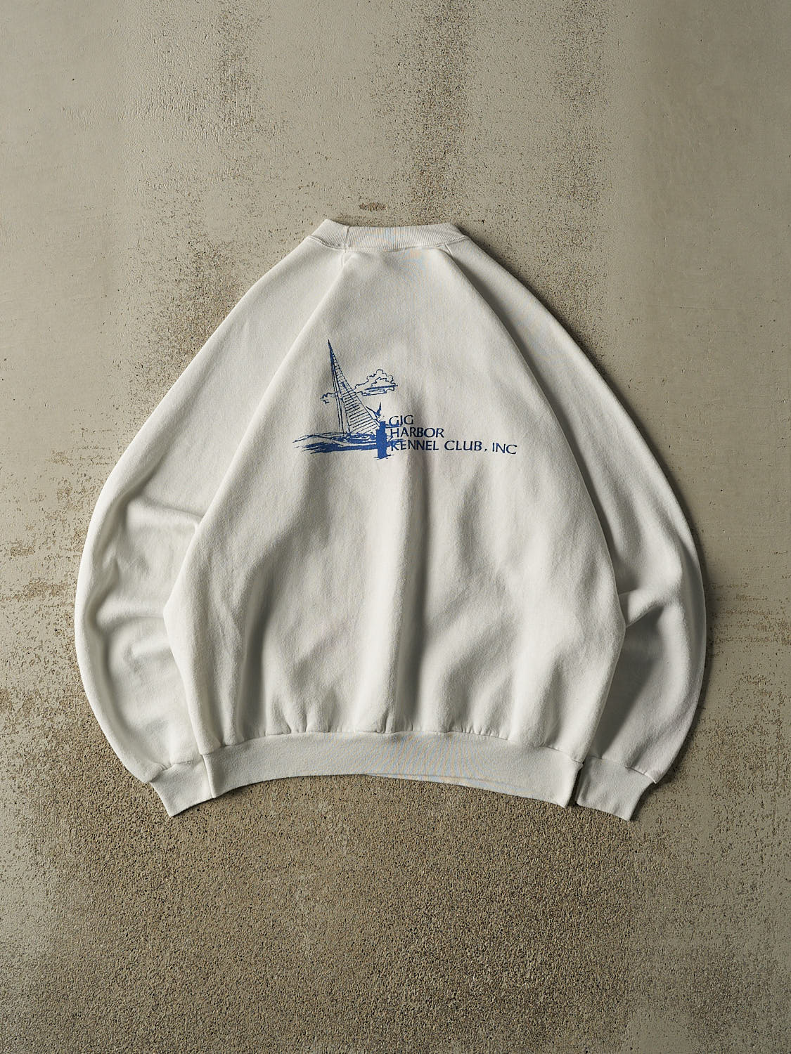 Vintage 80s White Gig Harbor Kennel Club Sailing Crewneck (XL)