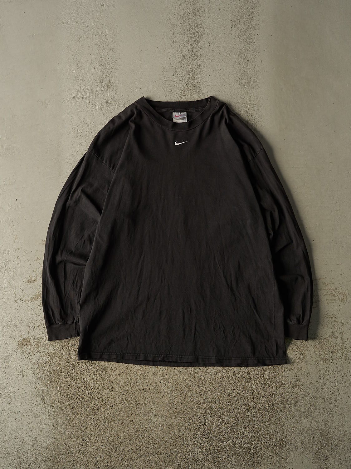 Vintage 90s Faded Black Nike Middle Swoosh Long Sleeve (XL/XXL)