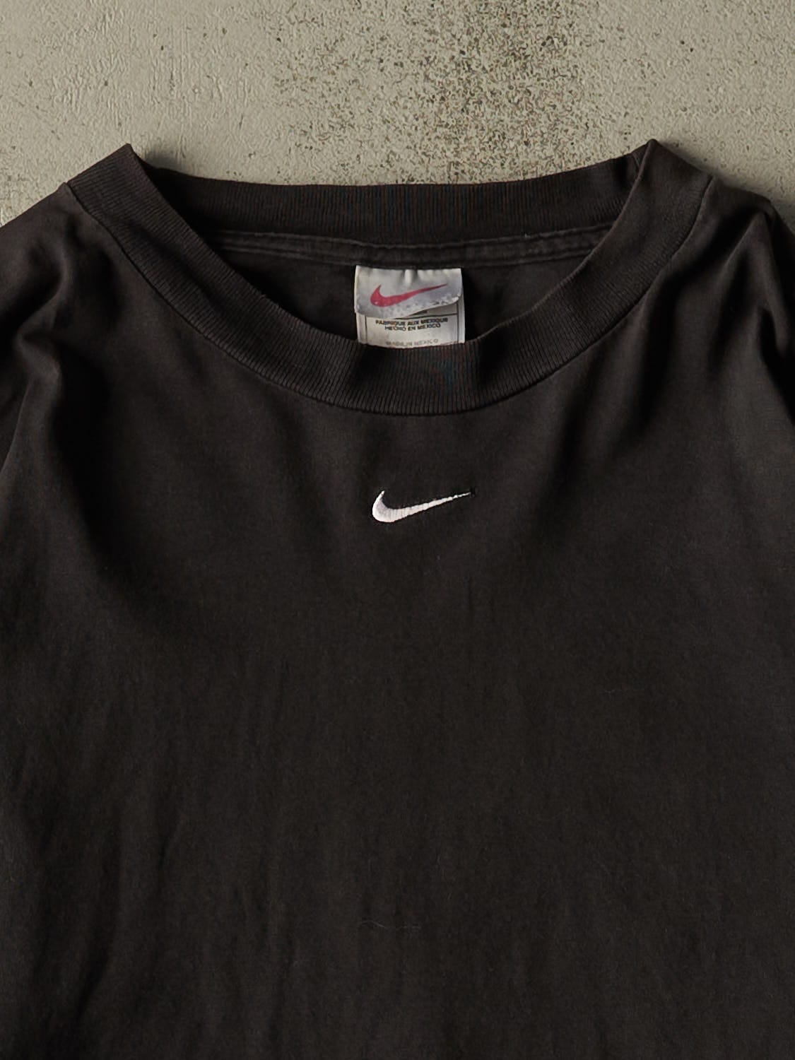 Vintage 90s Faded Black Nike Middle Swoosh Long Sleeve (XL/XXL)