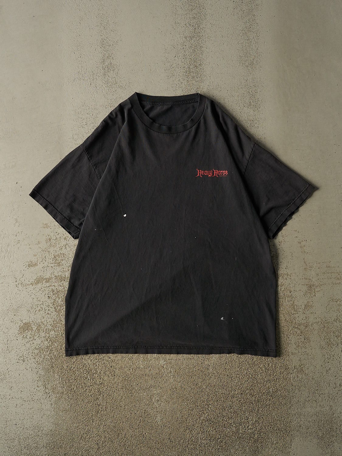 Vintage Y2K Faded Black Heavy Horse Tattoo Tee (XL/XXL)
