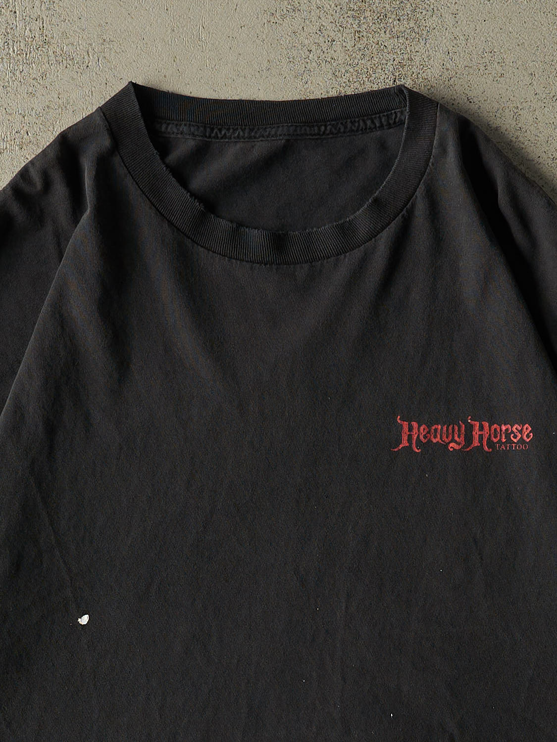 Vintage Y2K Faded Black Heavy Horse Tattoo Tee (XL/XXL)