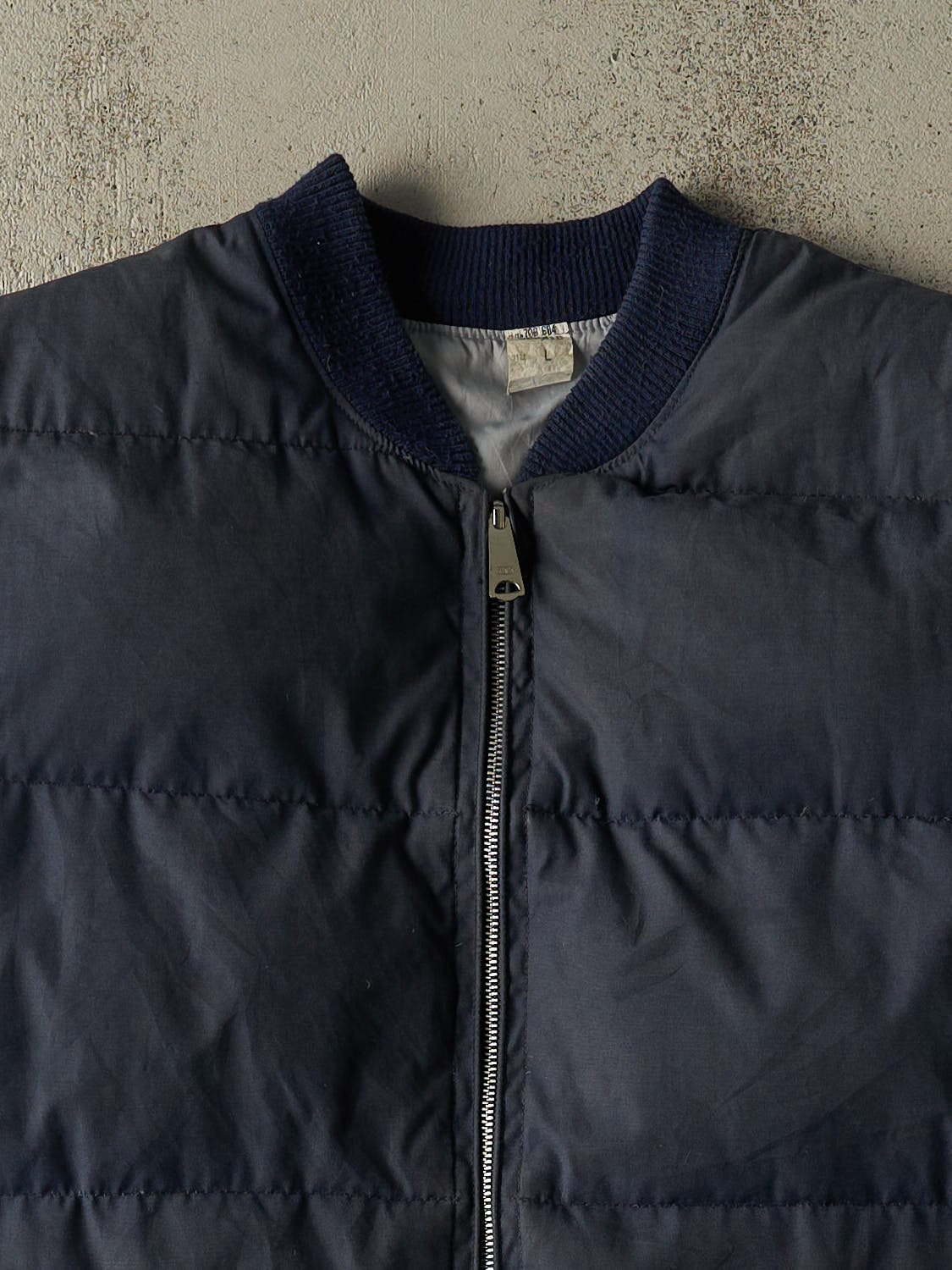 Vintage 80s Navy Blue Puffer Vest (XL/XXL)
