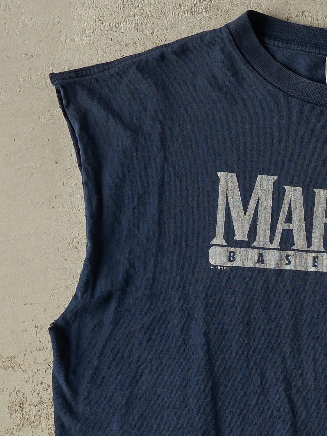 Vintage 02' Navy Blue Nike Seattle Mariners Cut Off Tee (XL)