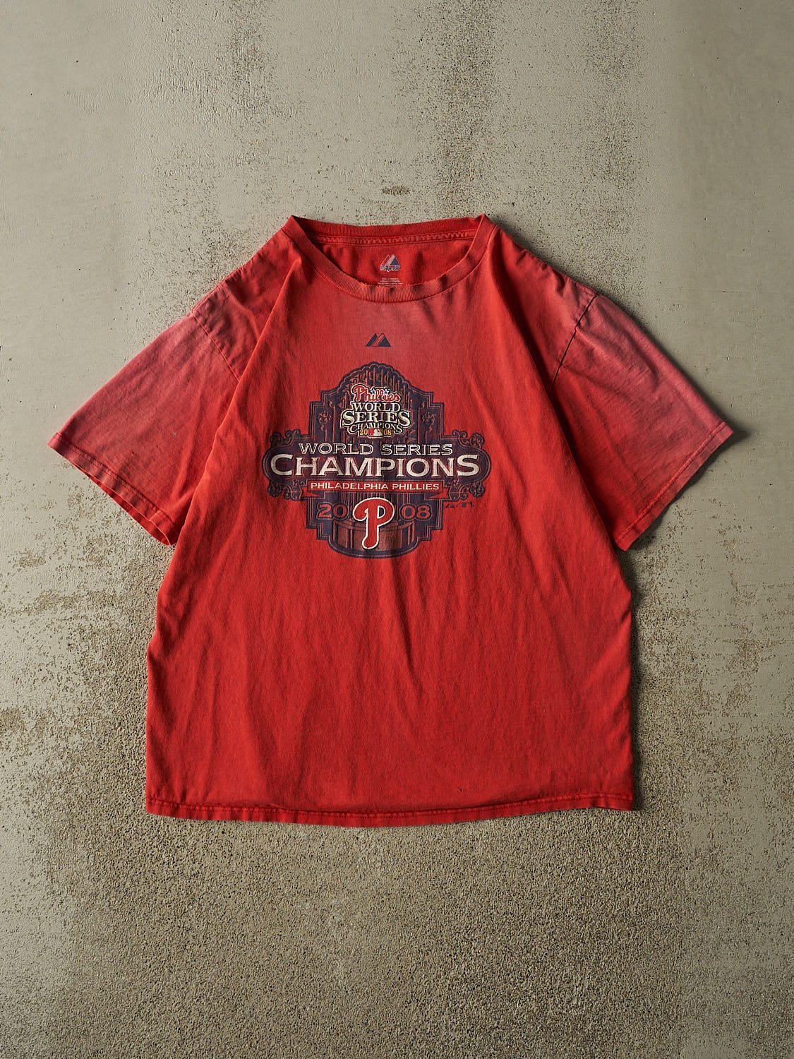 Vintage 08' Sun Faded Red Philadelphia Phillies World Series Champions Tee (L)