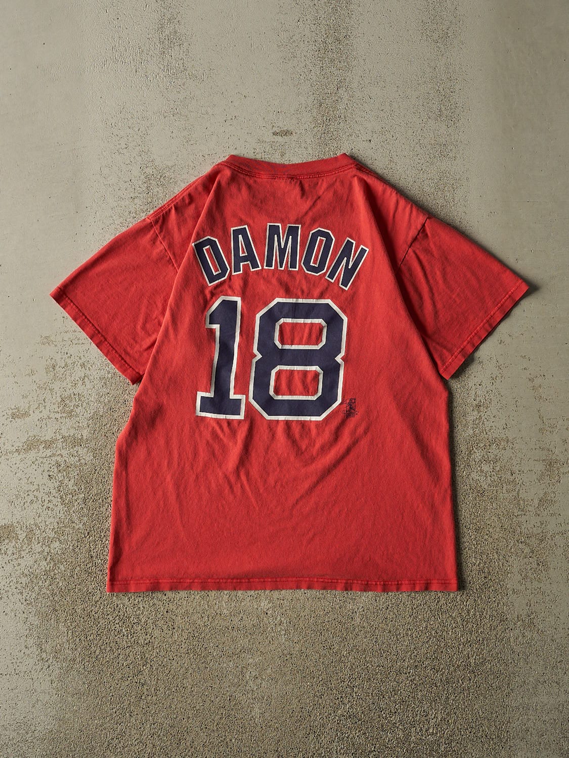 Vintage Y2K Faded Red Boston Red Sox #18 Damon Player Tee (M/L)