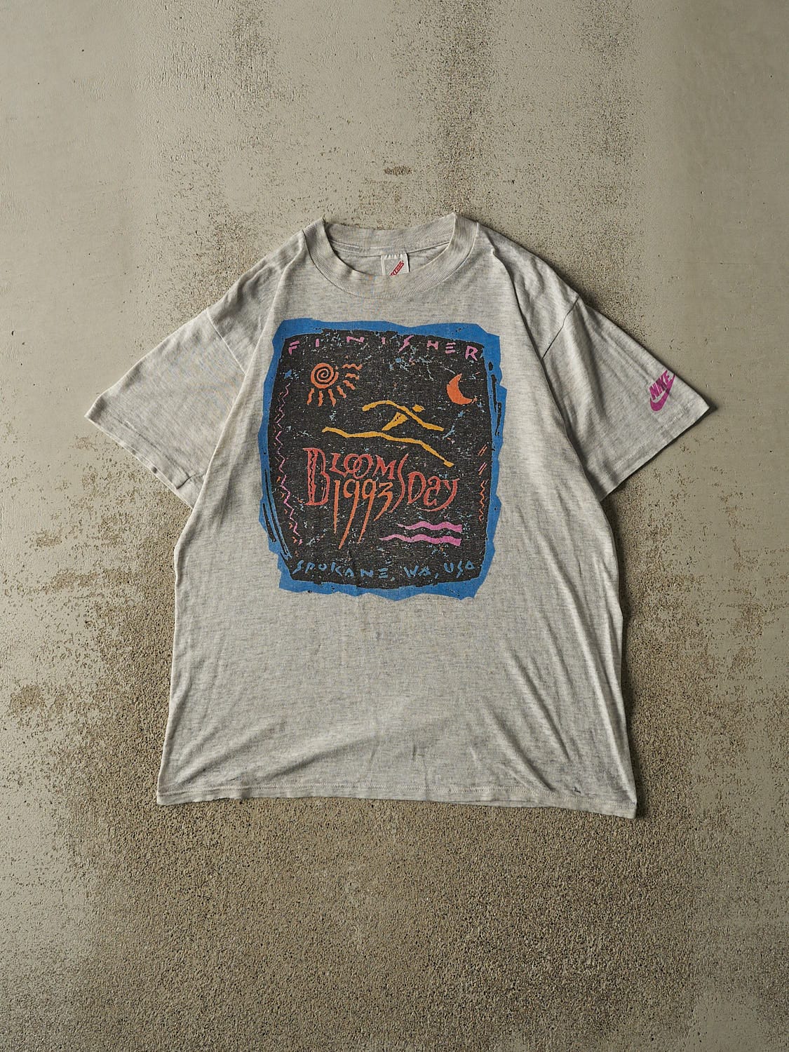Vintage 93' Heather Grey Nike Bloomsday Running Art Tee (L)