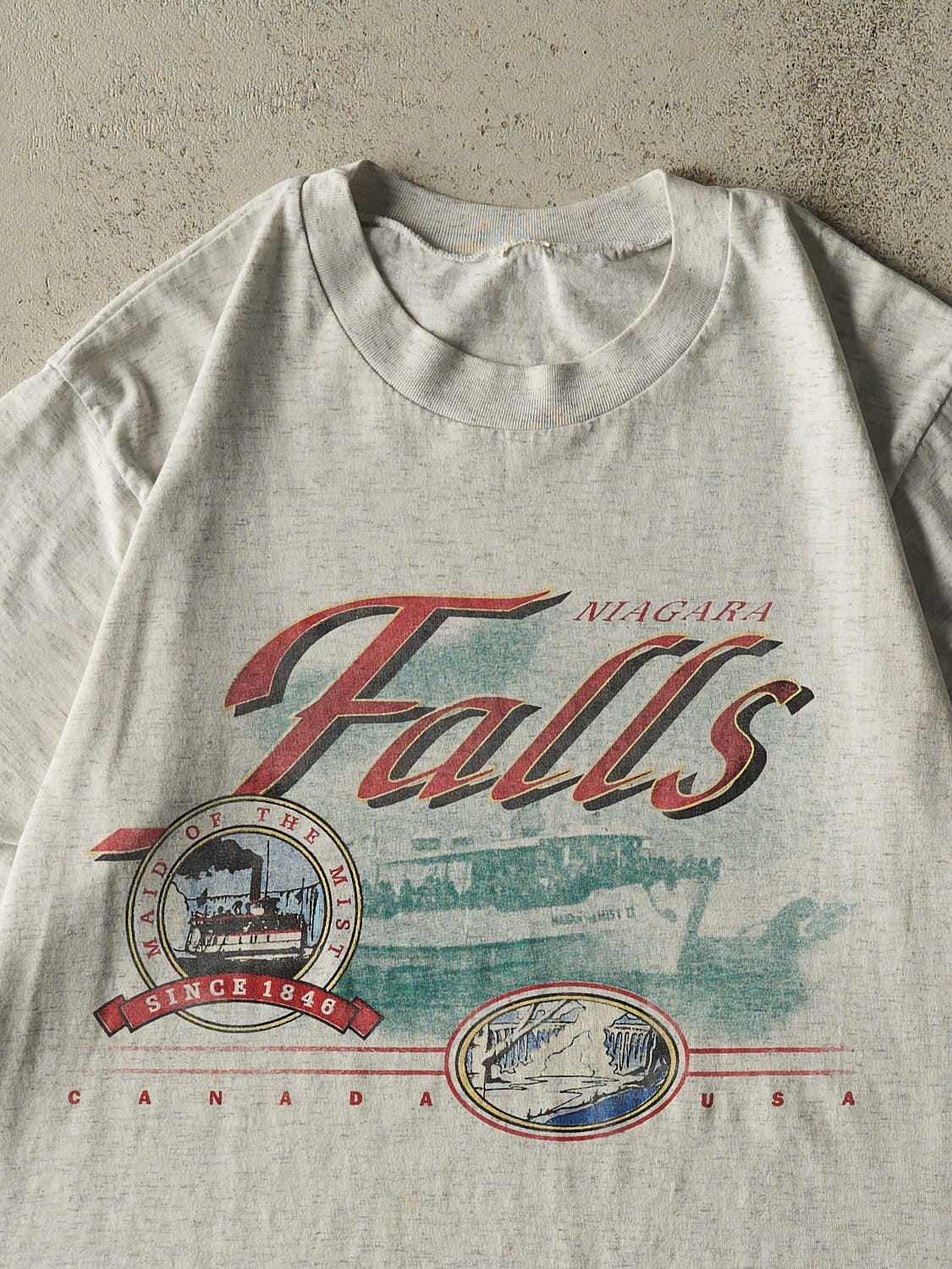 Vintage 90s Heather Grey Niagara Falls Single Stitch Tee (L)