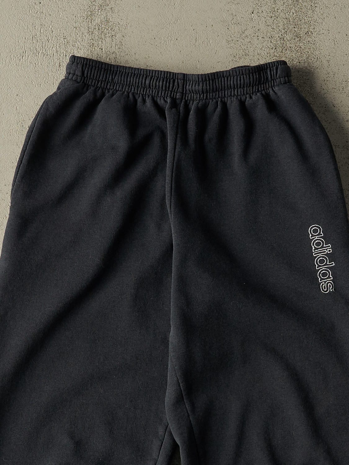 Vintage 90s Faded Black Adidas Embroidered Sweatpants (24x28)
