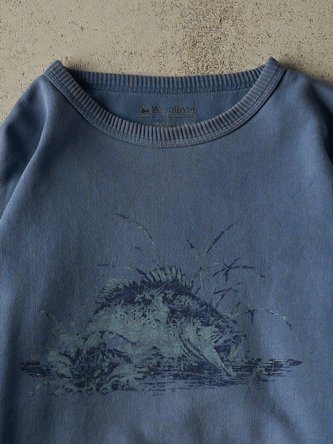 Vintage Y2K Blue Wind River Fish Crewneck (XL)