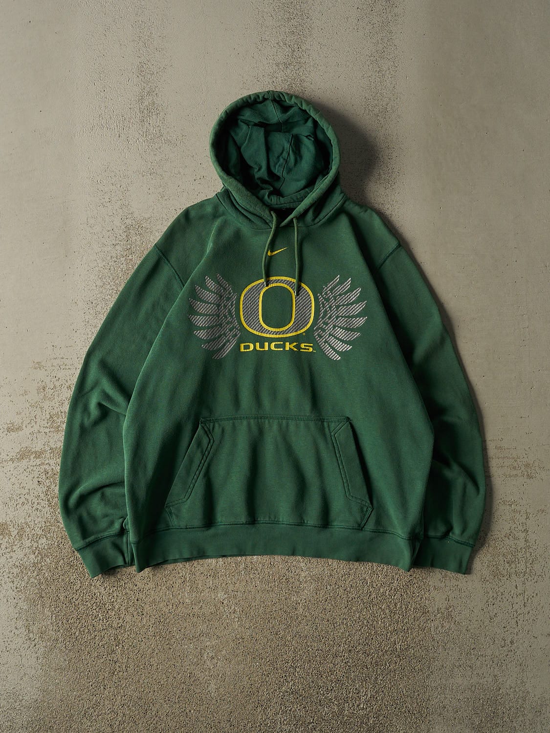 Vintage Y2K Green Nike Middle Swoosh University of Oregon Hoodie (L/XL)