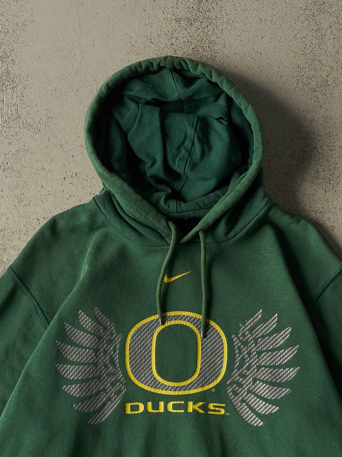 Vintage Y2K Green Nike Middle Swoosh University of Oregon Hoodie (L/XL)
