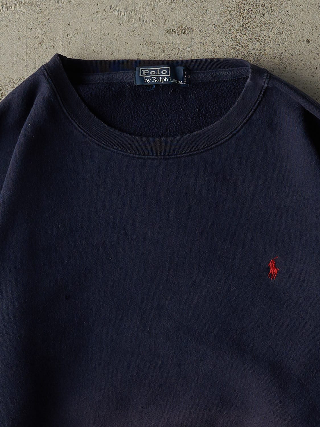 Vintage 90s Navy Blue Polo Ralph Lauren Embroidered Crewneck (L/XL)