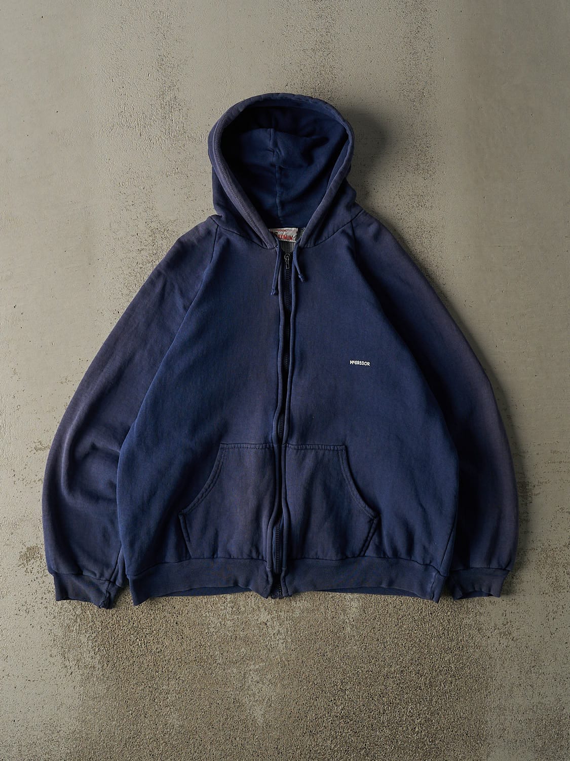 Vintage 80s Sun Faded Navy McGregor Thermal Lined Zip Up Hoodie (L)