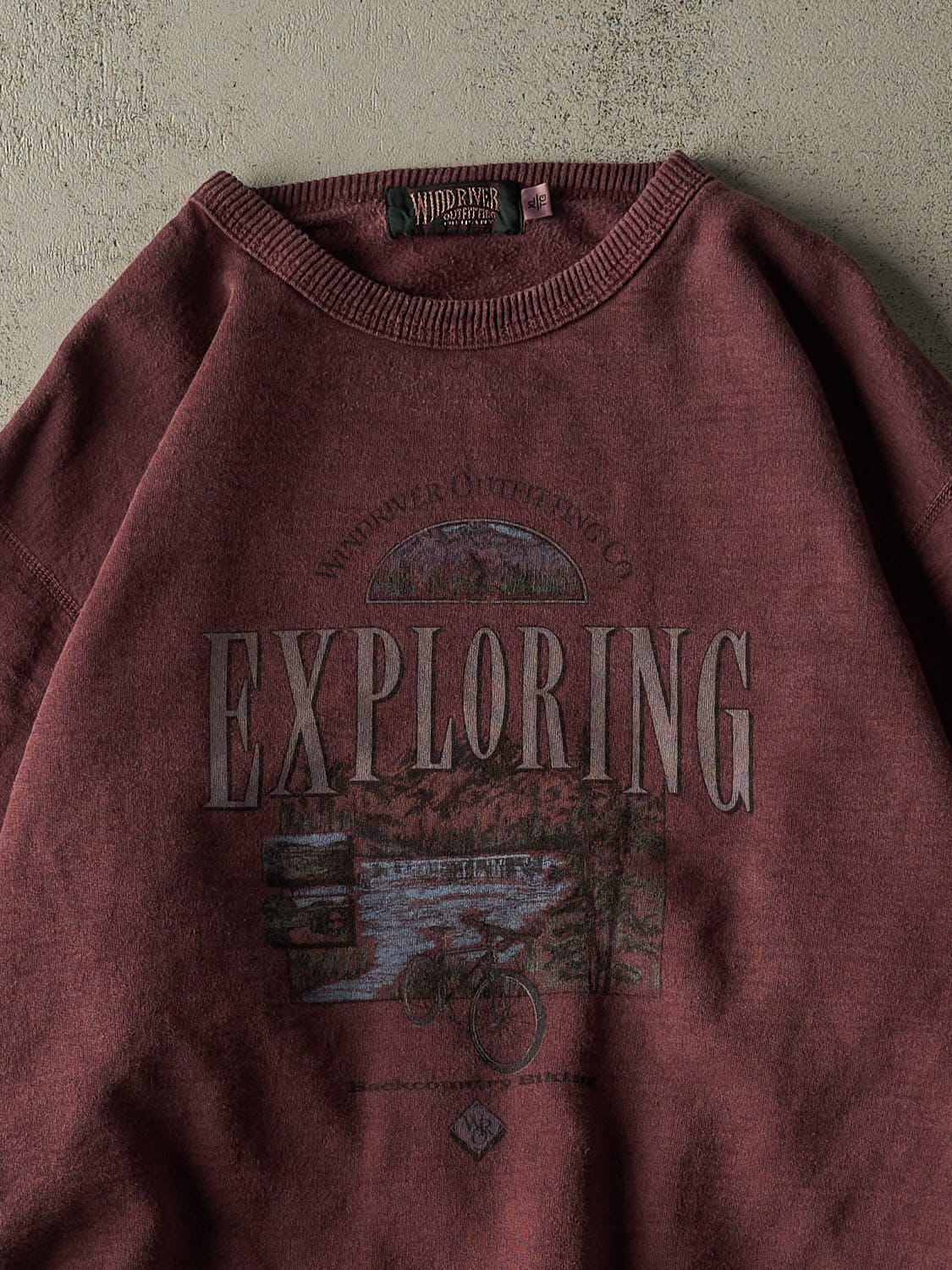 Vintage 90s Burgundy Wind River Embroidered Crewneck (XL/XXL)
