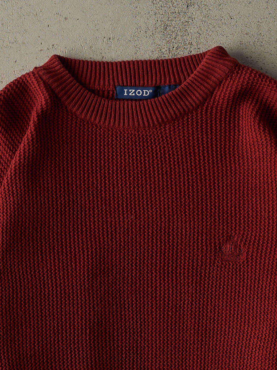 Vintage 90s Burgundy Izod Embroidered Knit (L)