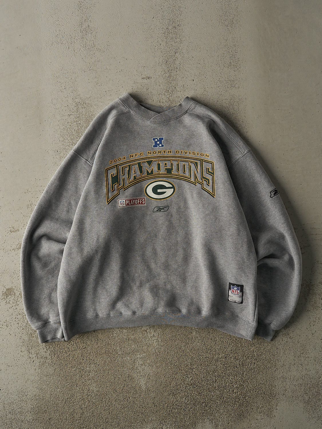 Vintage 04' Grey Green Bay Packers NFC Champions Crewneck (XL)