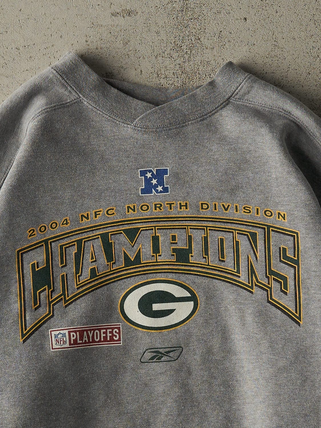 Vintage 04' Grey Green Bay Packers NFC Champions Crewneck (XL)