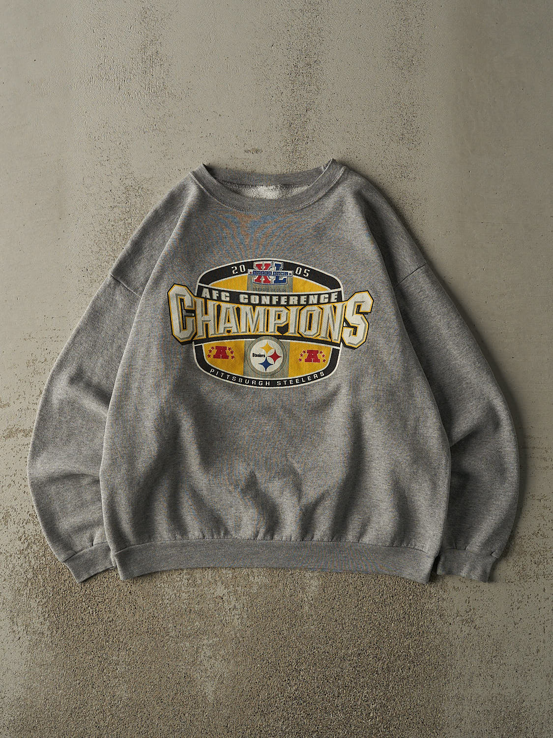Vintage 05' Grey Pittsburgh Steelers AFC Champions Crewneck (L)