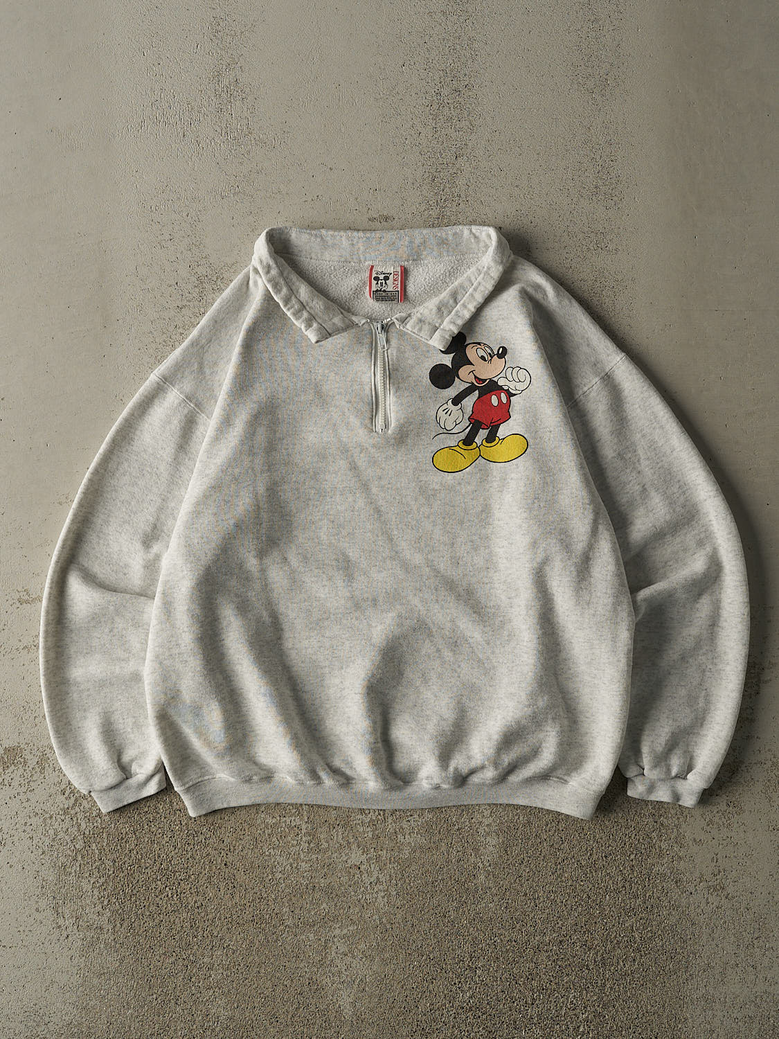 Vintage 90s Heather Grey Mickey Mouse Quarter Zip Sweater (M/L)