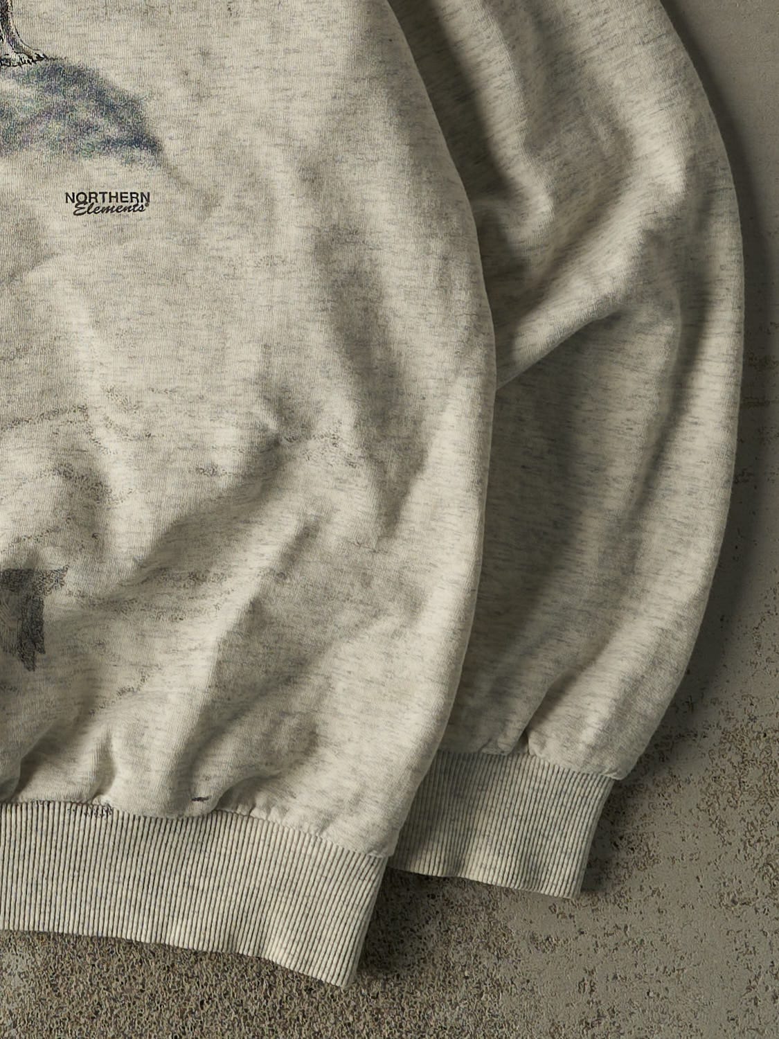 Vintage 90s Heather Grey Northern Elements Wolf Crewneck (XXL)