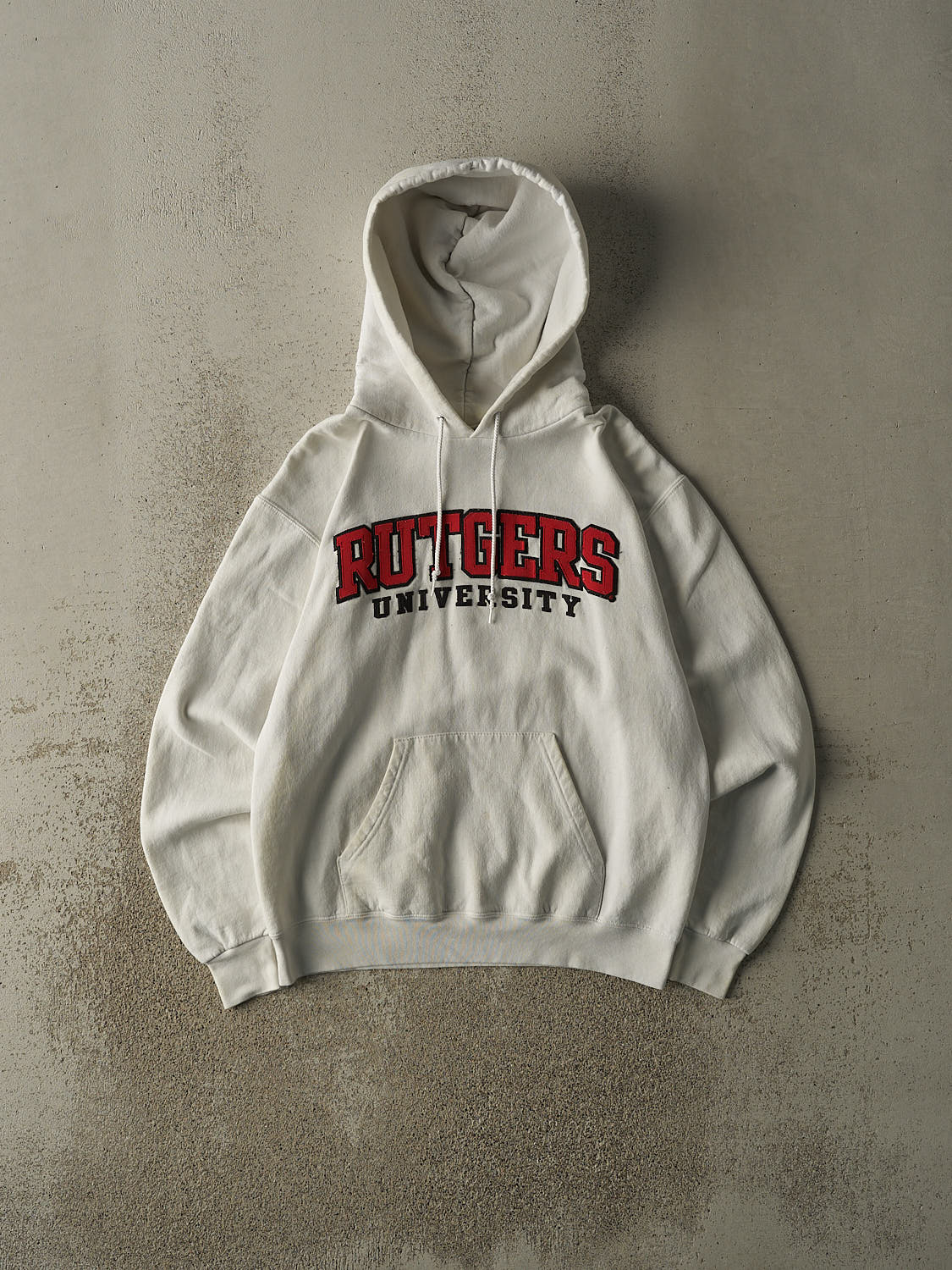 Vintage Y2K White Rutgers University Embroidered Hoodie (S/M)
