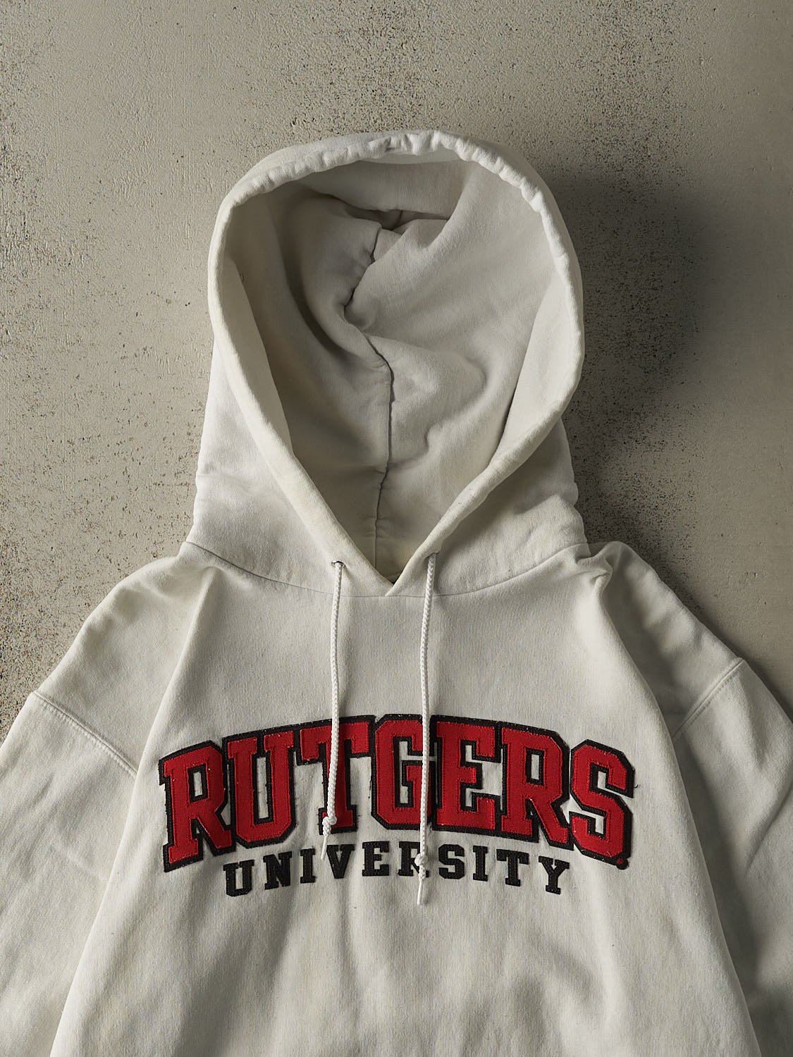 Vintage Y2K White Rutgers University Embroidered Hoodie (S/M)