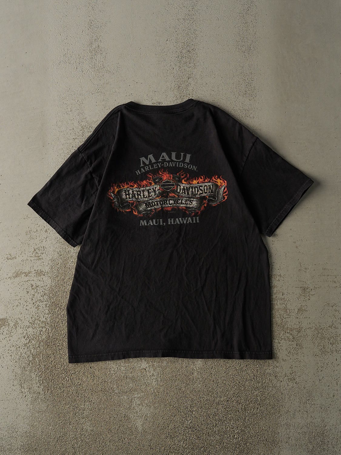 Vintage 10' Black Harley Davidson Maui Hawaii Tee (L)