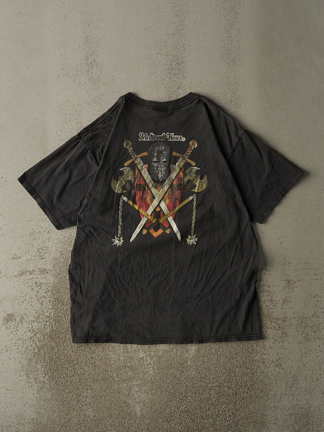 Vintage 90s Faded Black Medieval Times Myrtle Beach Tee (L/XL)