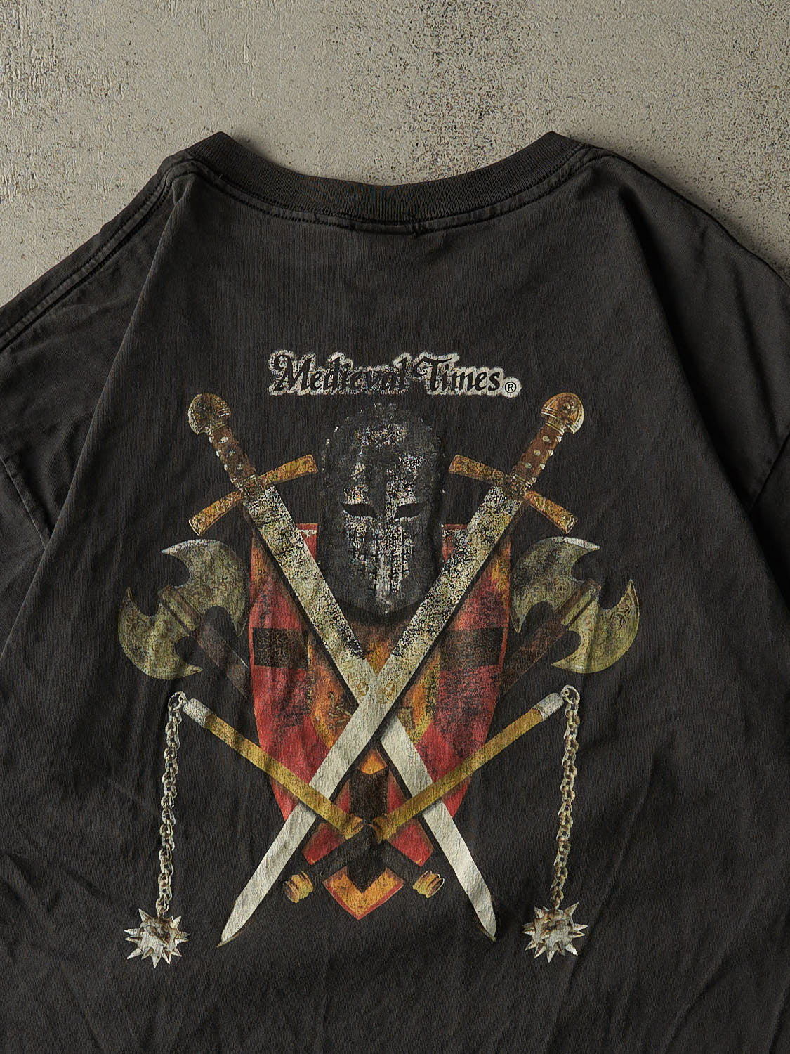 Vintage 90s Faded Black Medieval Times Myrtle Beach Tee (L/XL)