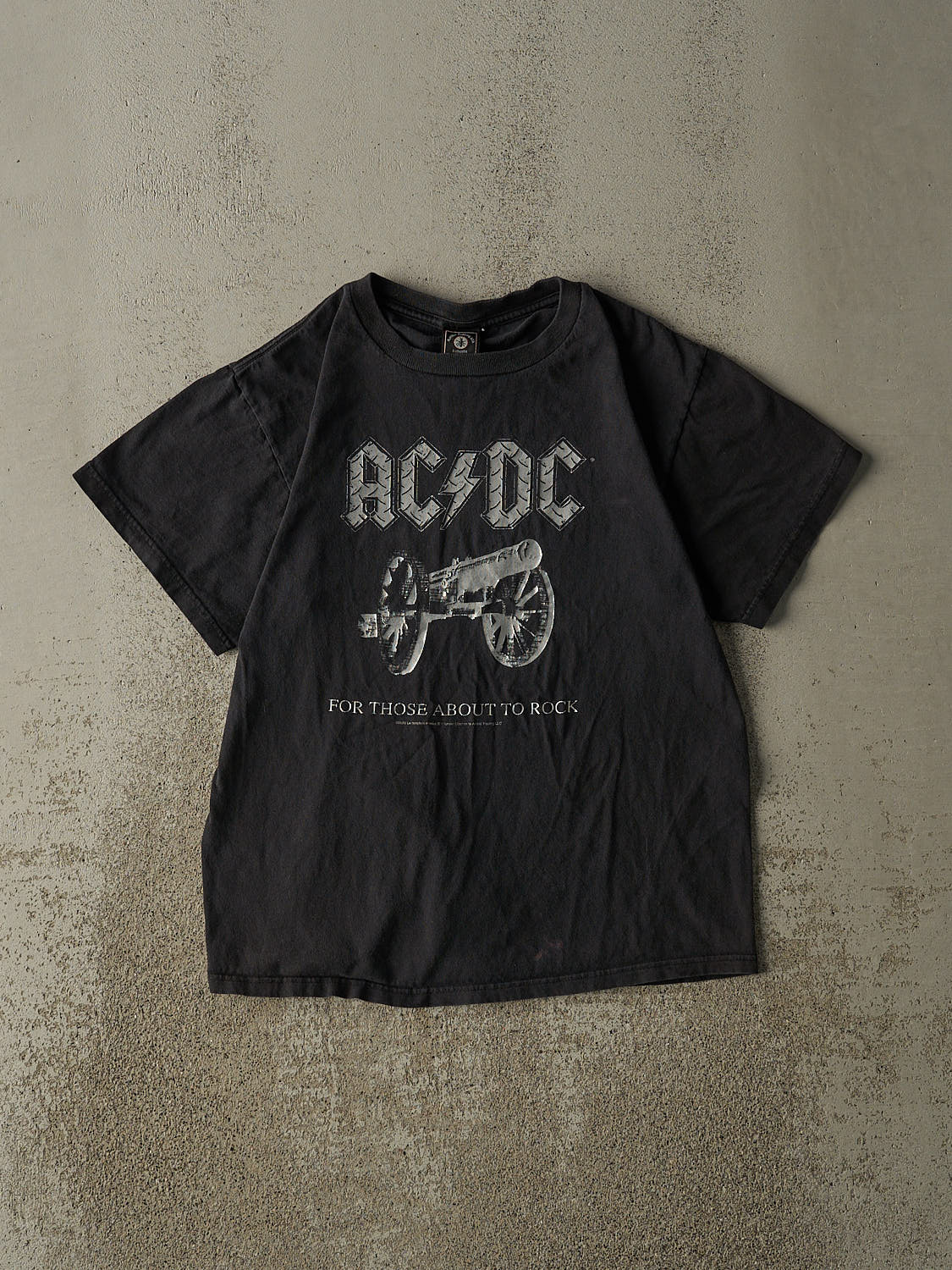 Vintage 08' Faded Black AC/DC "For Those About To Rock" Tee (S/M)
