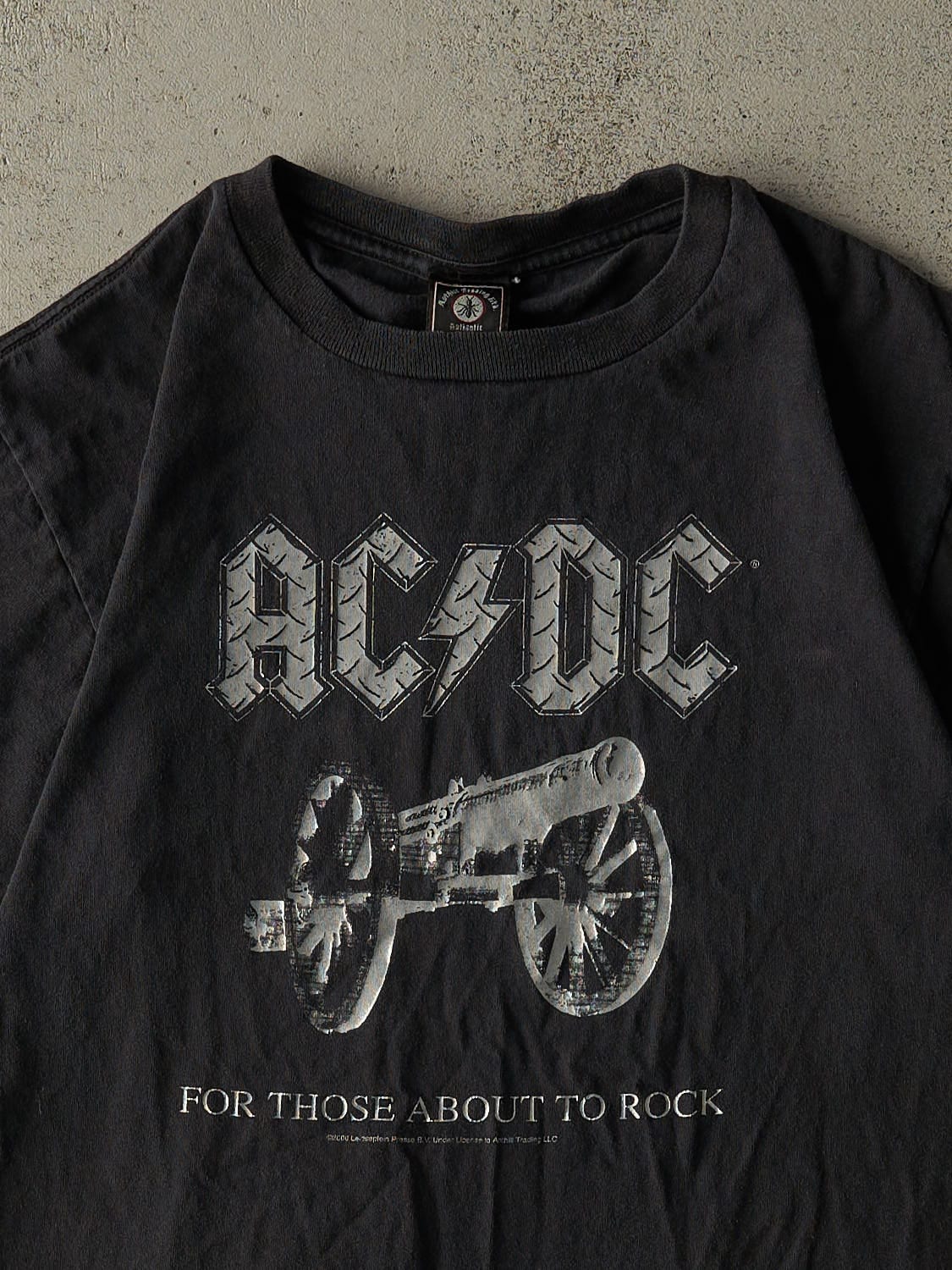 Vintage 08' Faded Black AC/DC "For Those About To Rock" Tee (S/M)