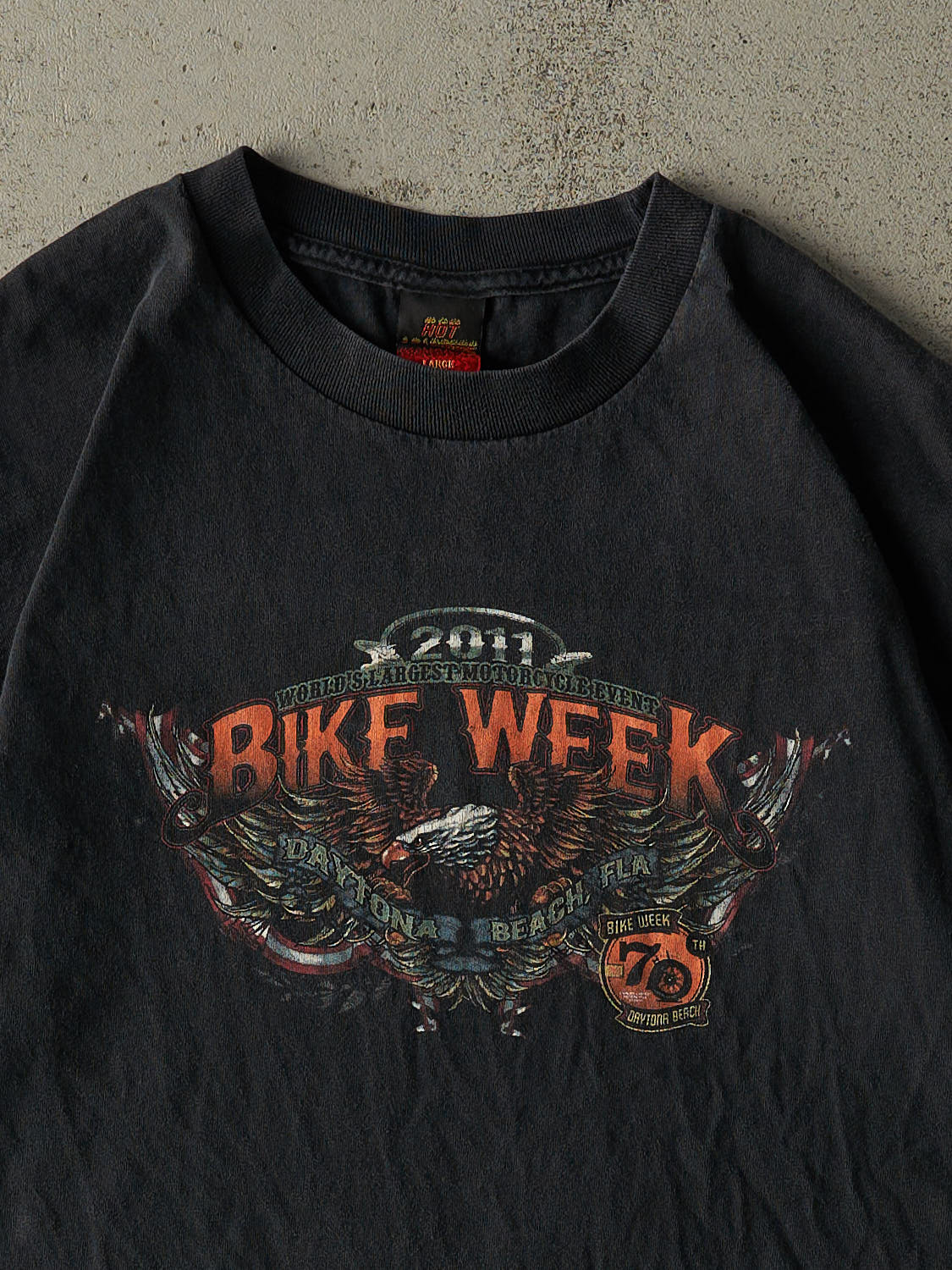 Vintage 11' Faded Black Daytona Beach Bike Week Tee (L)