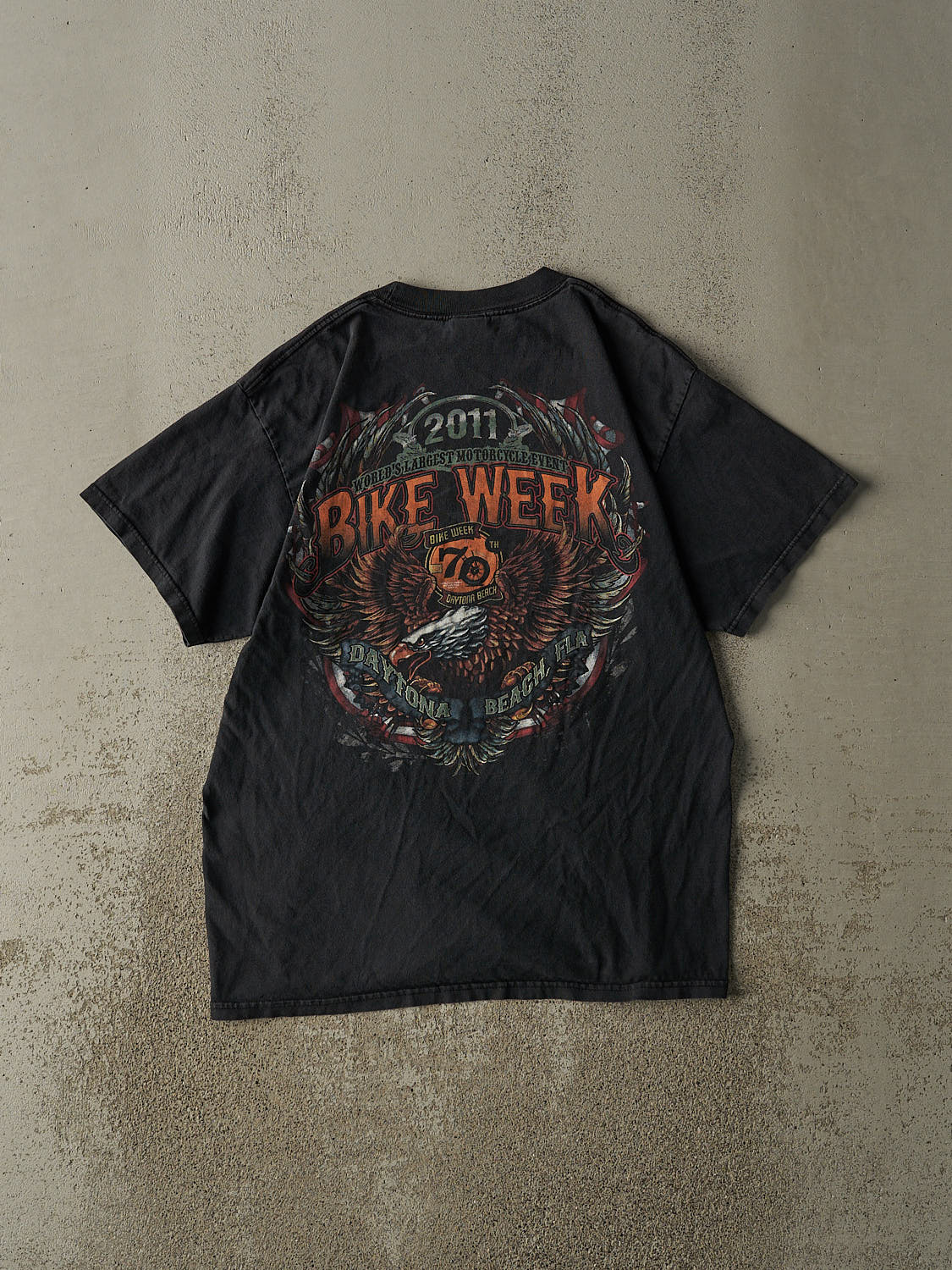 Vintage 11' Faded Black Daytona Beach Bike Week Tee (L)