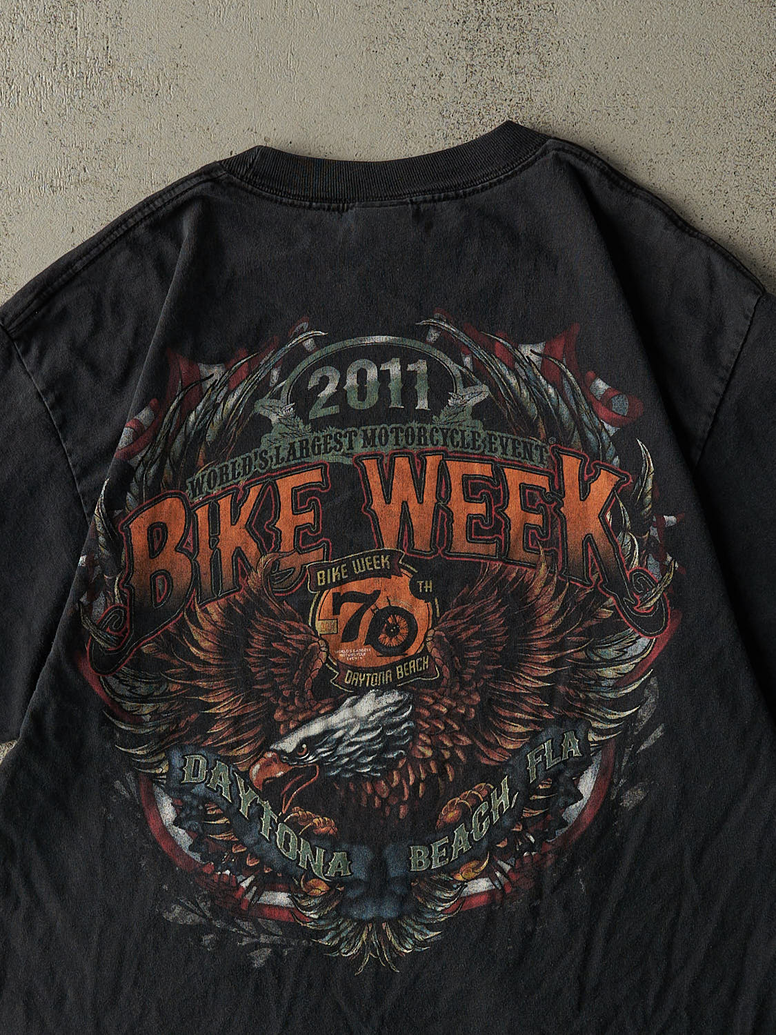 Vintage 11' Faded Black Daytona Beach Bike Week Tee (L)