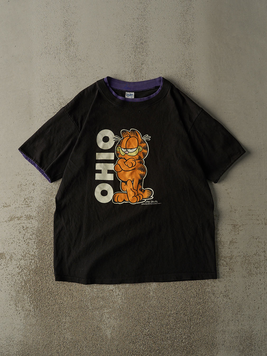 Vintage 80s Black Garfield Ohio Tee (L/XL)