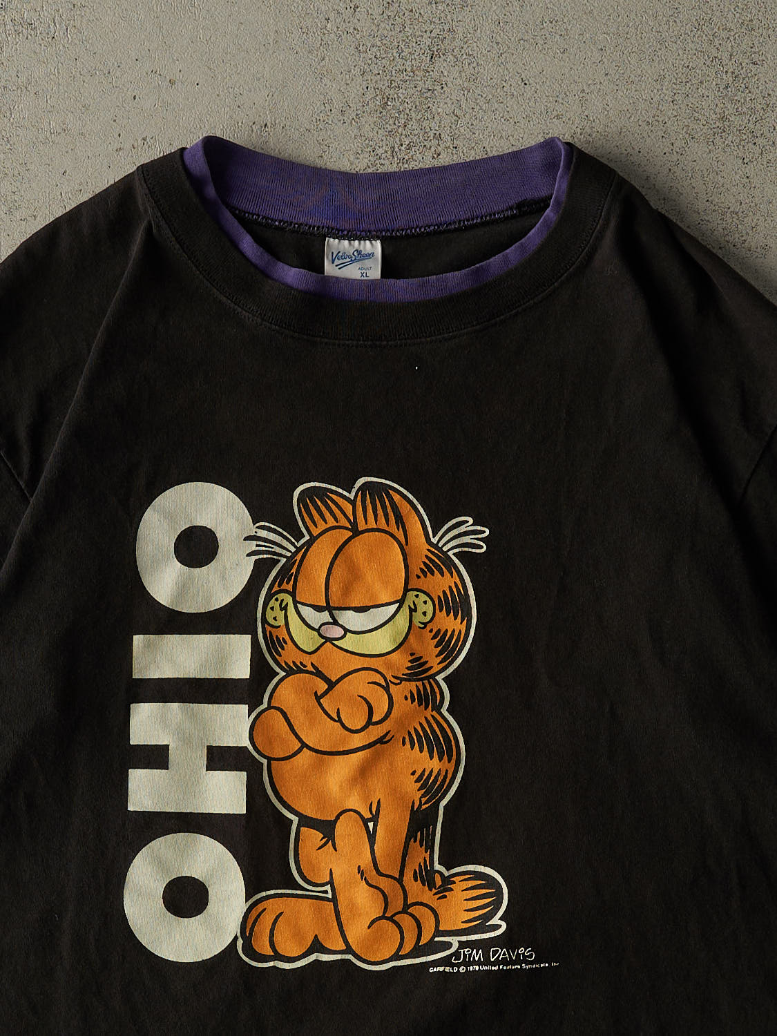 Vintage 80s Black Garfield Ohio Tee (L/XL)
