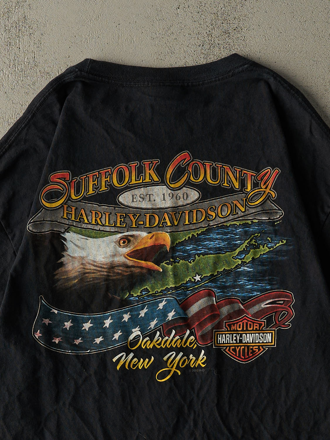 Vintage 13' Black Harley Davidson Oakdale NY Tee (L/XL)
