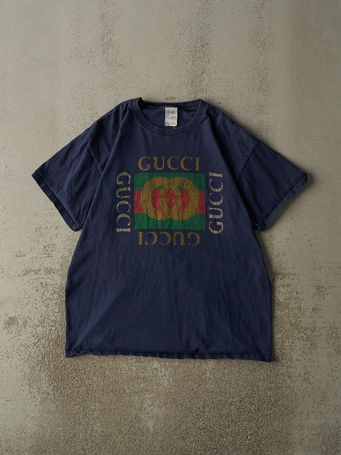 Vintage 90s Navy Blue Gucci Bootleg Tee (L)