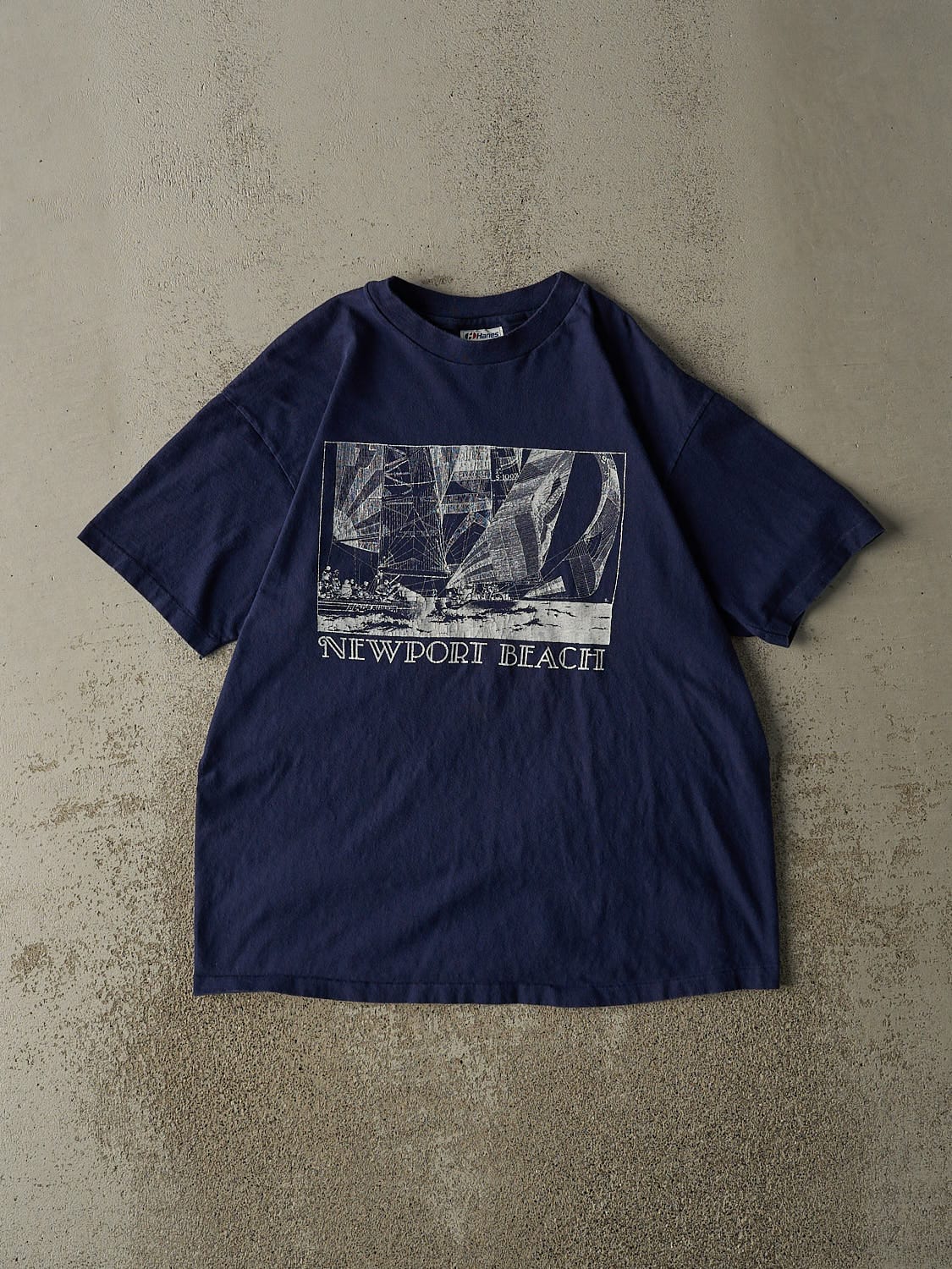 Vintage 80s Navy Blue Newport Beach Single Stitch Tee (M)