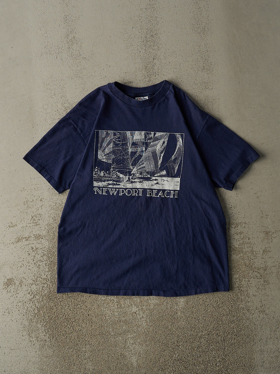 Vintage 80s Navy Blue Newport Beach Single Stitch Tee (M)