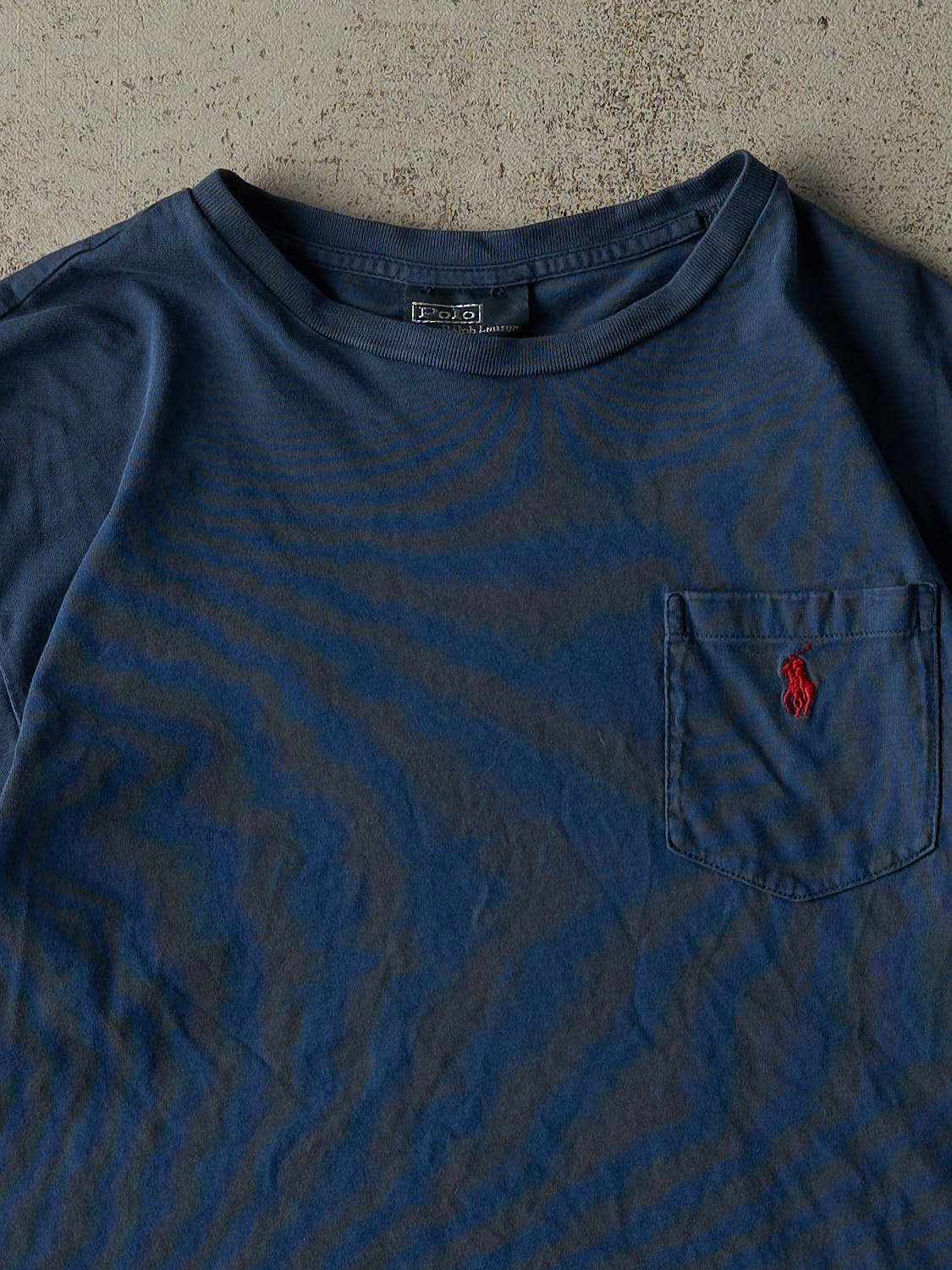 Vintage 90s Navy Blue Polo Ralph Lauren Embroidered Pocket Single Stitch Tee (S)
