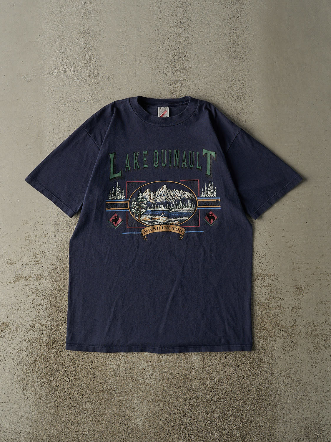 Vintage 80s Navy Blue Lake Quinault Washington Tee (M/L)