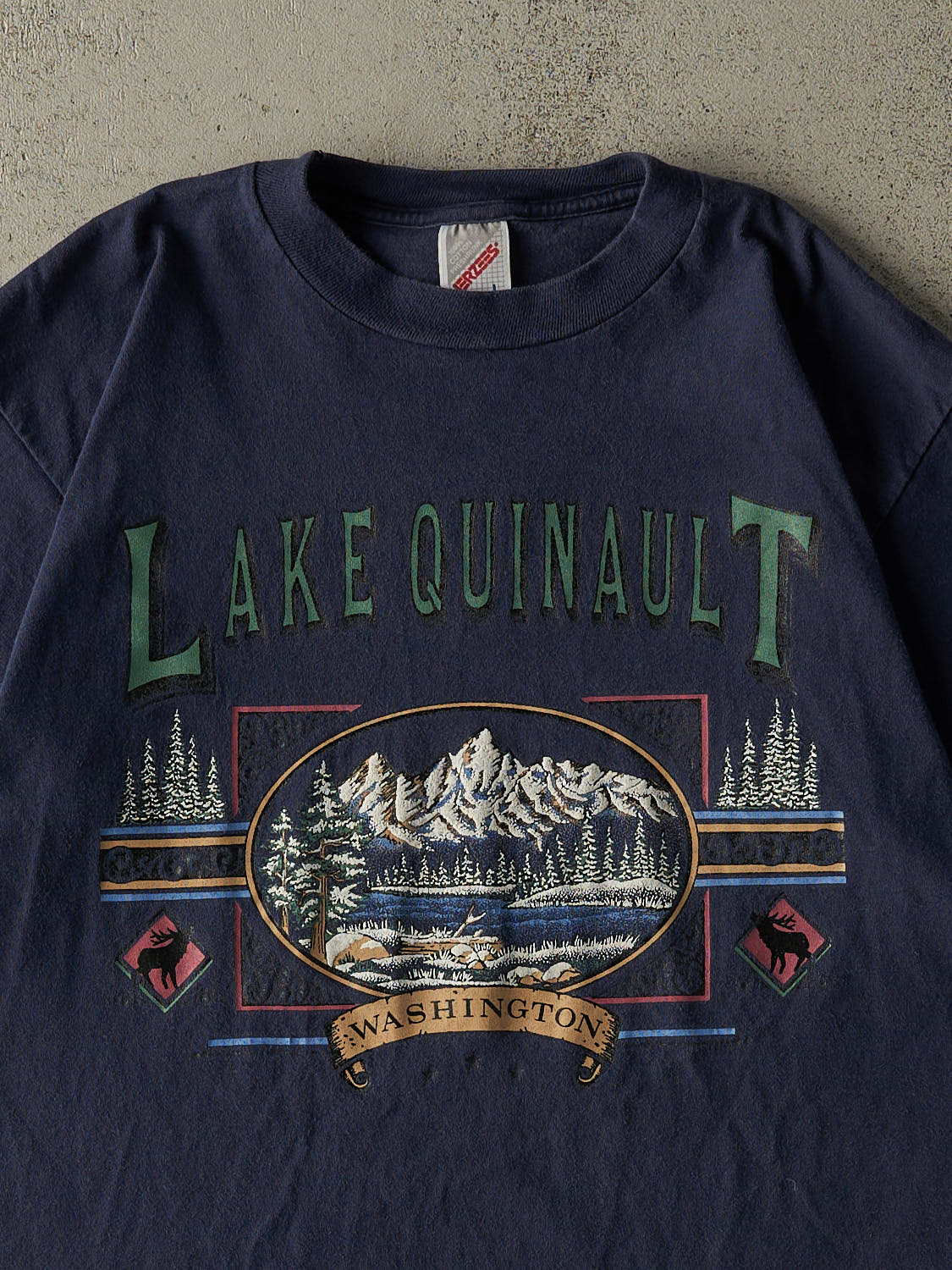 Vintage 80s Navy Blue Lake Quinault Washington Tee (M/L)