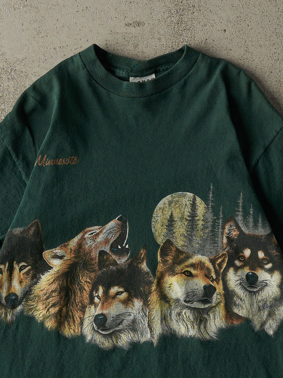 Vintage 90s Green Minnesota Nature Single Stitch Tee (S/M)