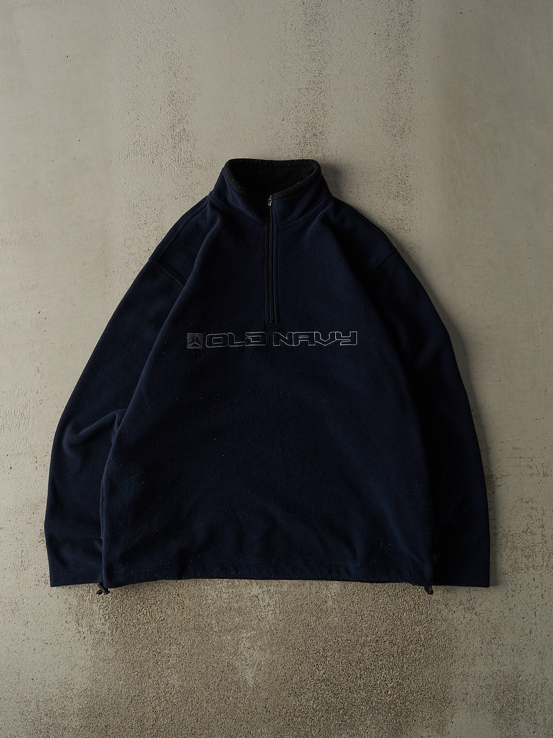 Vintage Y2K Navy Blue Old Navy Embroidered Quarter Zip Fleece (XL/XXL)