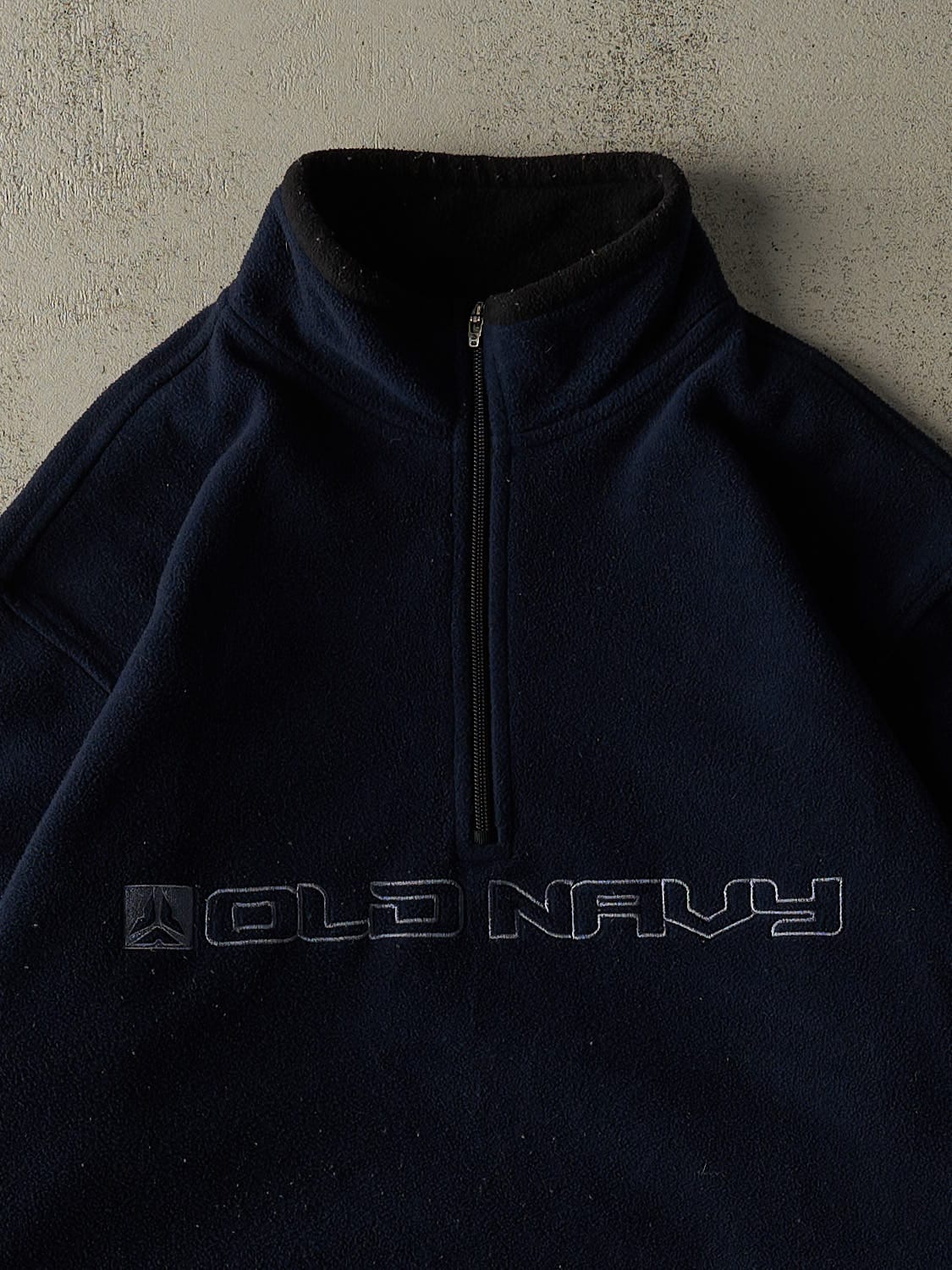 Vintage Y2K Navy Blue Old Navy Embroidered Quarter Zip Fleece (XL/XXL)