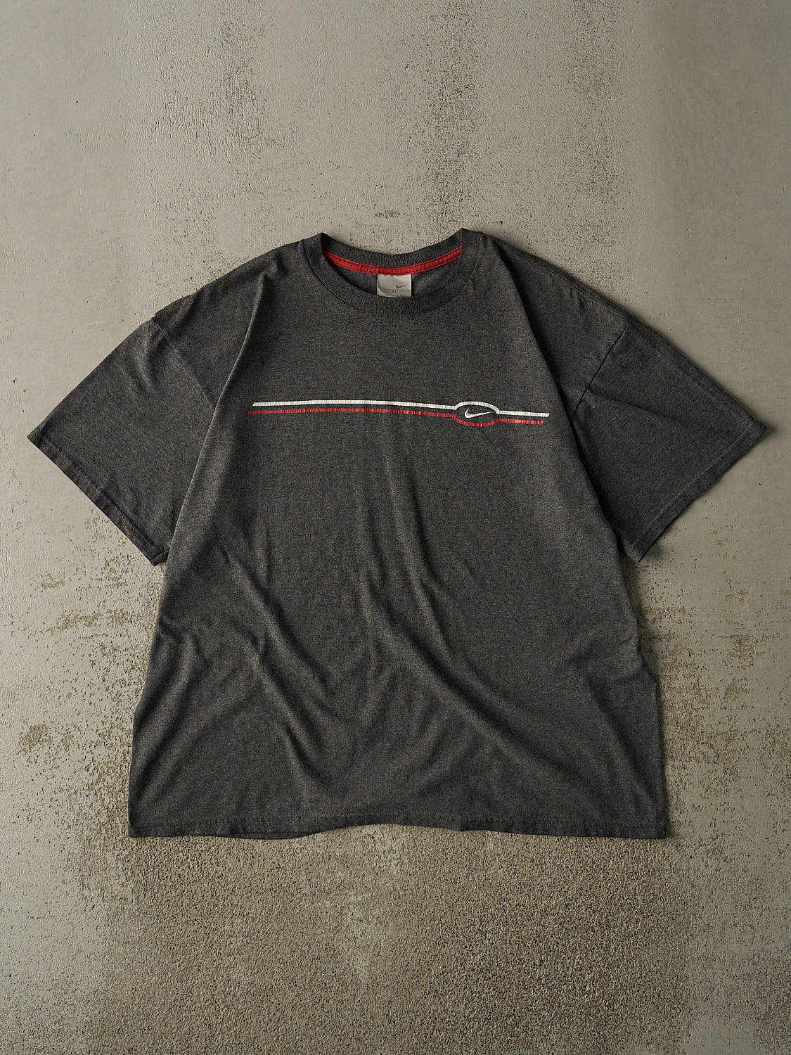 Vintage Y2K Charcoal Grey Nike Logo Tee (XL)