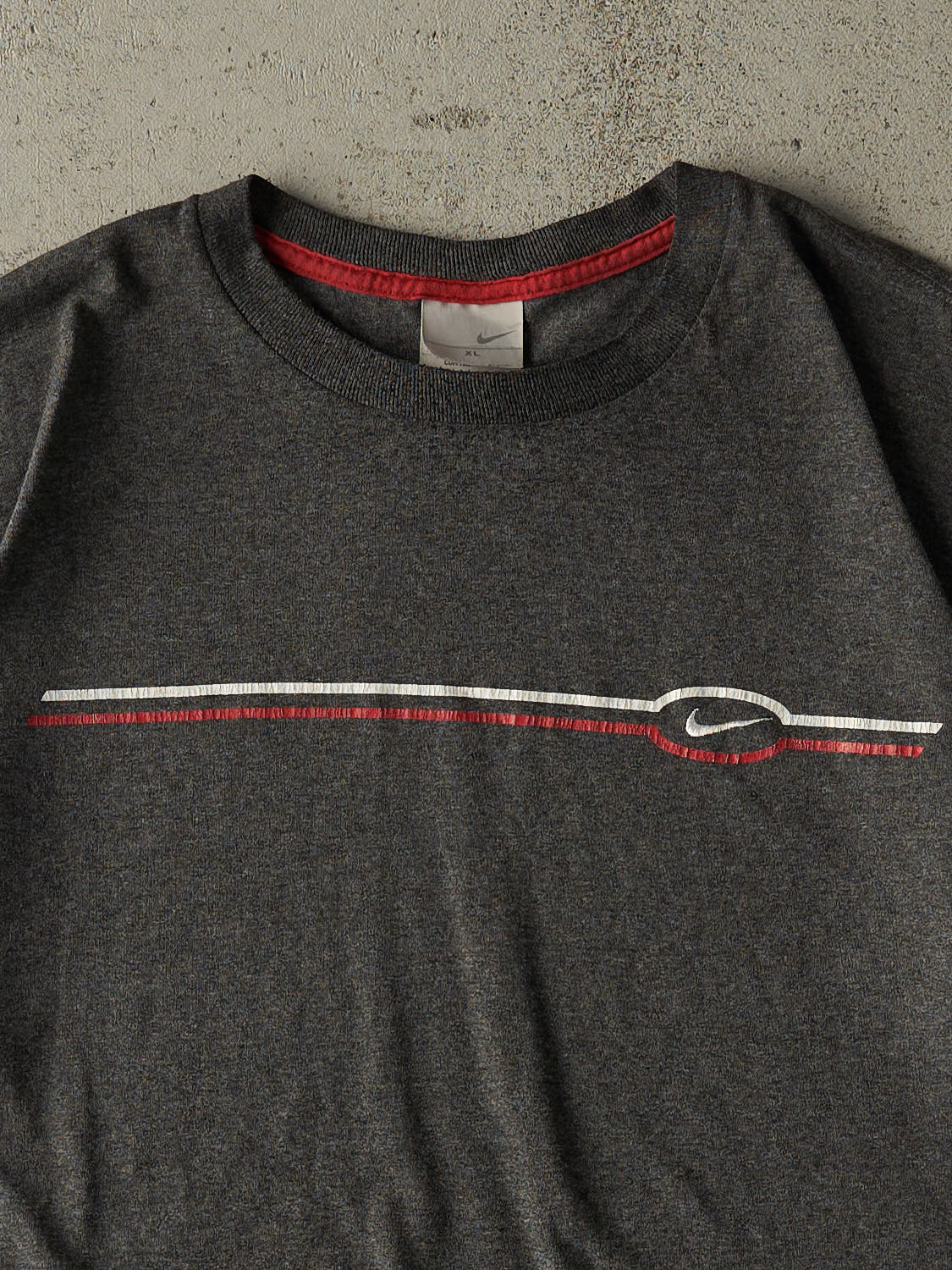 Vintage Y2K Charcoal Grey Nike Logo Tee (XL)