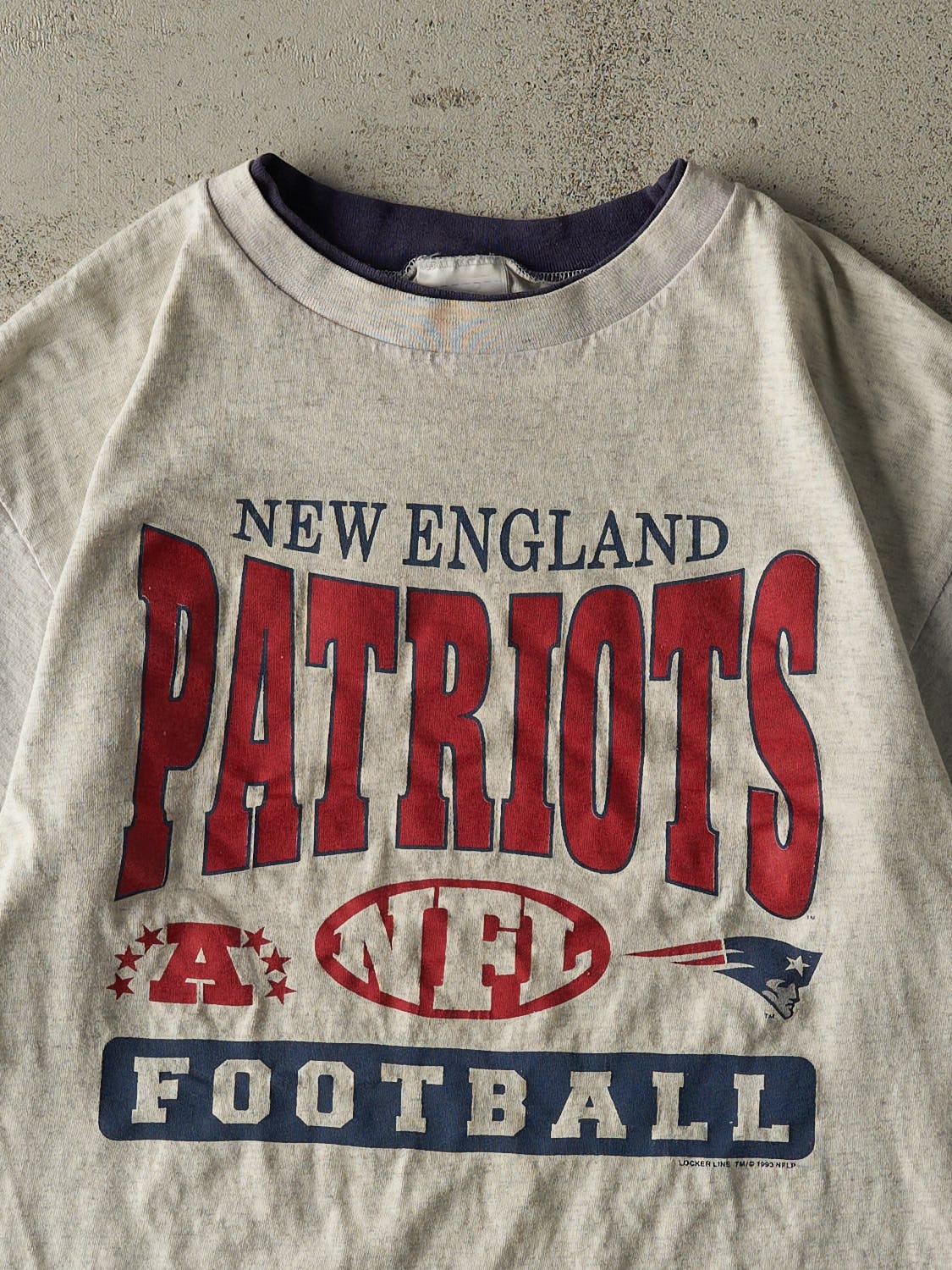 Vintage 93' Heather Grey New England Patriots Tee (L)
