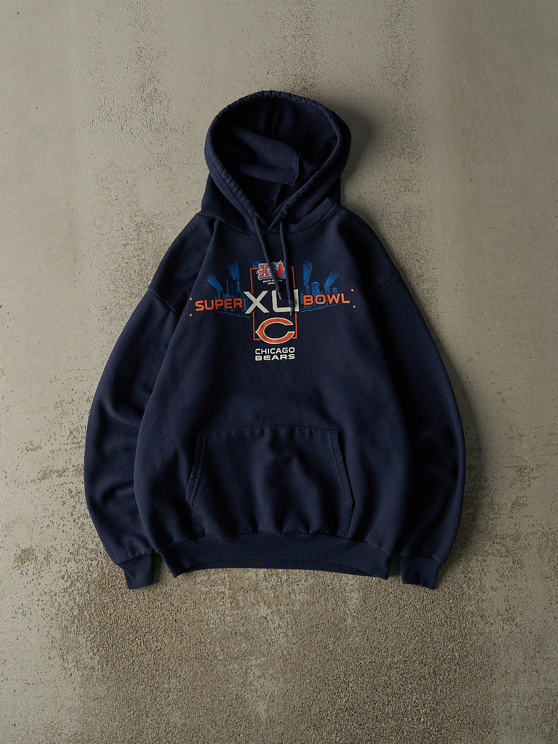 Vintage 07' Navy Blue Chicago Bears Superbowl XLI Hoodie (S/M)